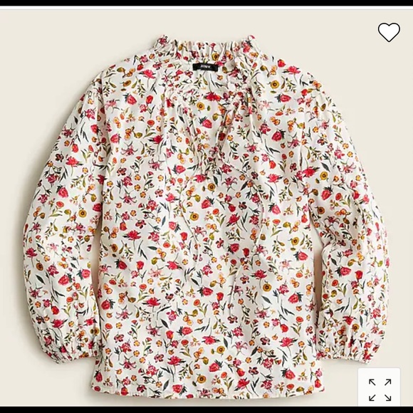 NWOT-J. Crew Scalloped tie-neck top in vintage floral - Picture 3 of 4